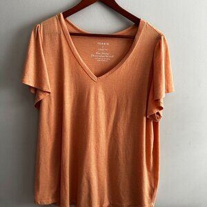 Torrid Flutter Sleeve Top Peach Size 3 Classic Fit 22/24